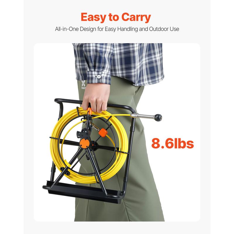 Sewer Camera 30M Cable Pipeline Inspection Camera 11cm TFT LCD Monitor Pipe Camera Screen Waterproof IP68 Duct Inspection Camera with 6PCS LEDs 8500MAH Lithium Battery, DVR Function, 30M